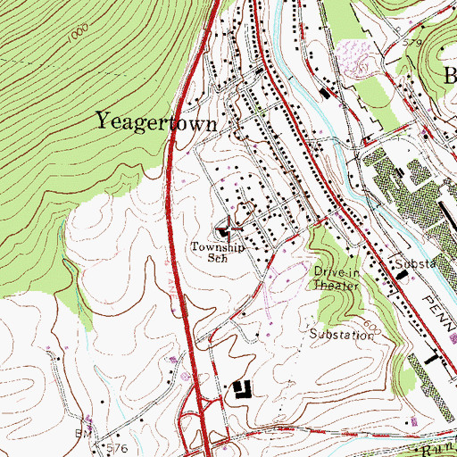 Topographic Map of Derry Elementary School, PA