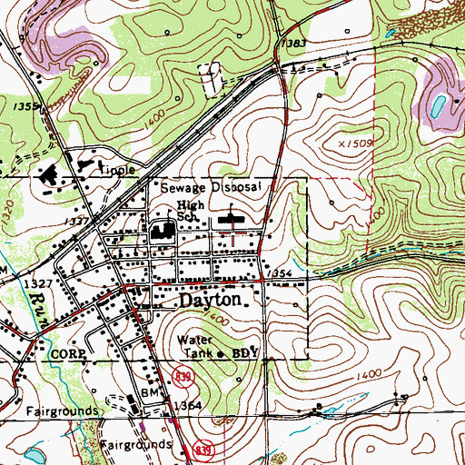 Topographic Map of Dayton Elementary School, PA