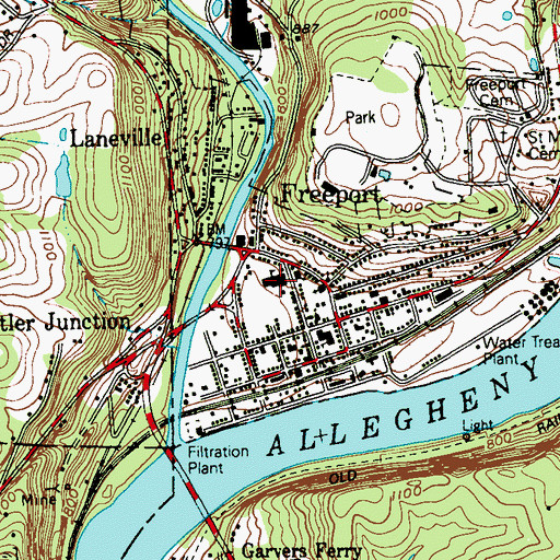 Topographic Map of Freeport Area Senior High School, PA