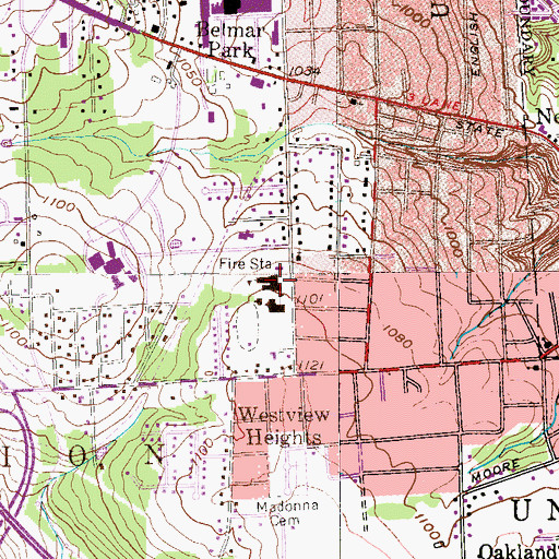 Topographic Map of Union Area Middle School, PA