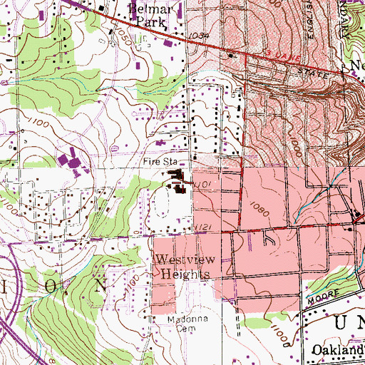 Topographic Map of Union Memorial Elementary School, PA