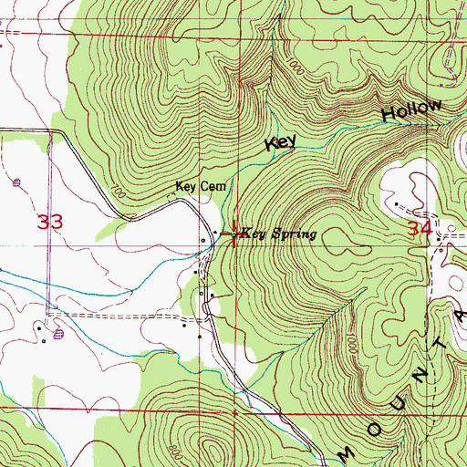Topographic Map of Key Spring, AL
