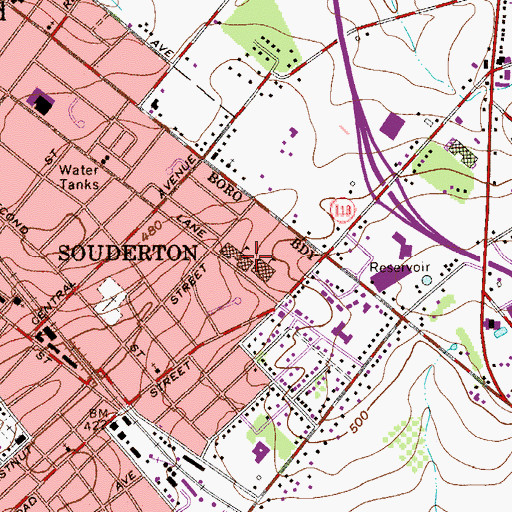 Topographic Map of Souderton Area Senior High School, PA