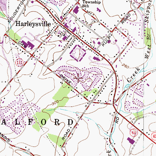 Topographic Map of Lower Salford Elementary School, PA