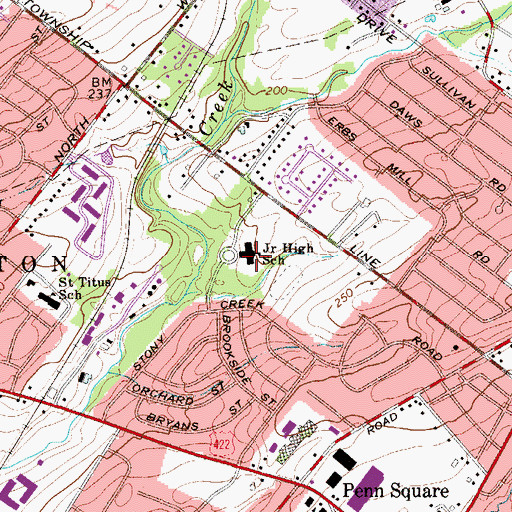 Topographic Map of East Norriton Middle School, PA