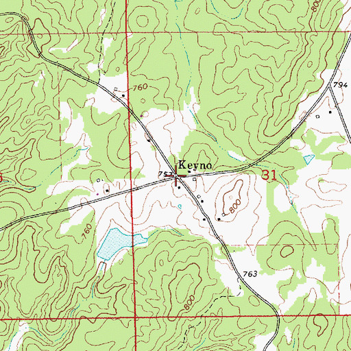Topographic Map of Keyno, AL