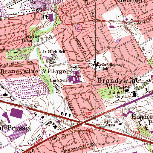 Topographic Map of Upper Marion High School, PA