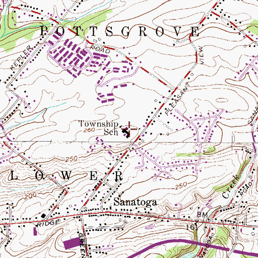 Topographic Map of Lower Pottsgrove Elementary School, PA