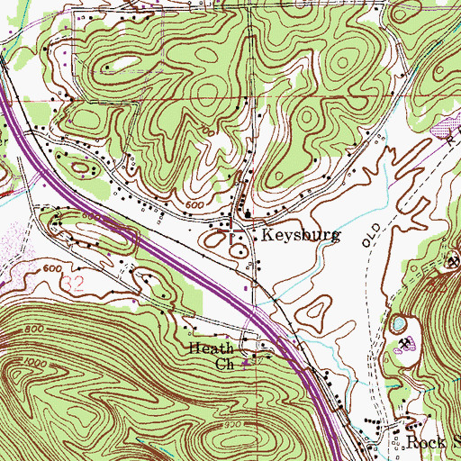 Topographic Map of Keysburg, AL