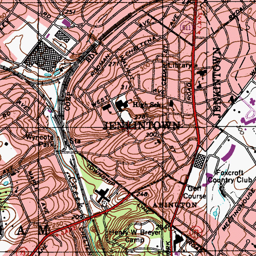 Topographic Map of Jenkintown Junior Senior High School, PA