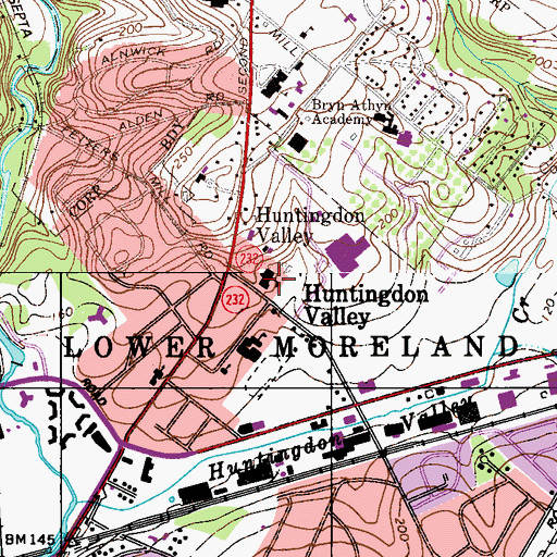 Topographic Map of Lower Moreland Middle School, PA