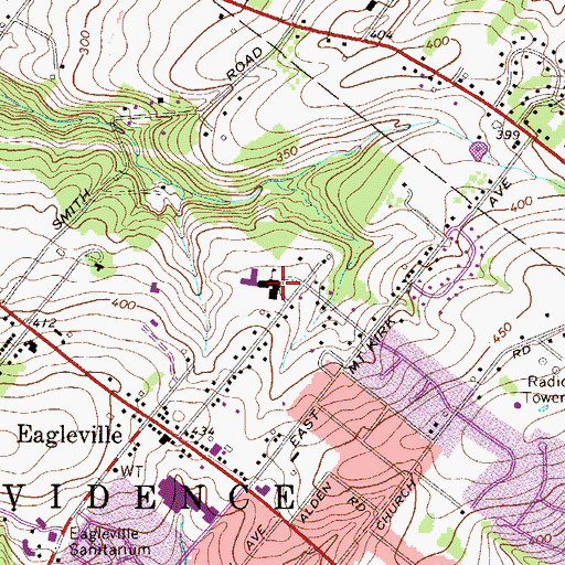 Topographic Map of Eagleville Elementary School, PA