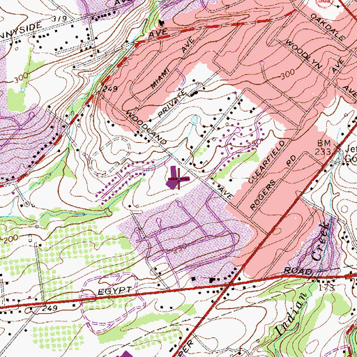 Topographic Map of Woodland Elementary School, PA