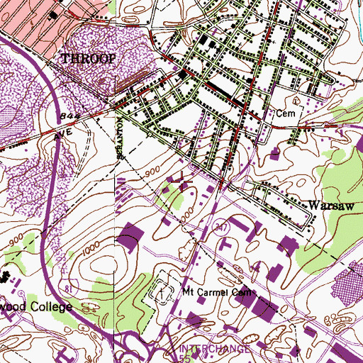 Topographic Map of Pennsylvania State University Worthington Scranton Campus, PA