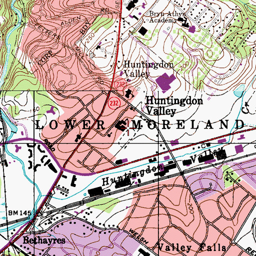 Topographic Map of Lower Moreland Senior High School, PA