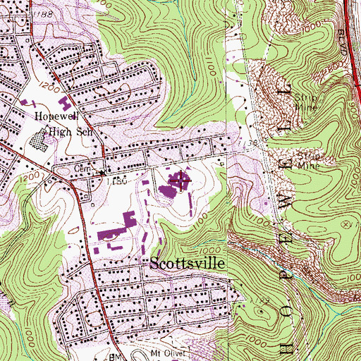 Topographic Map of Hopewell Shopping Center, PA