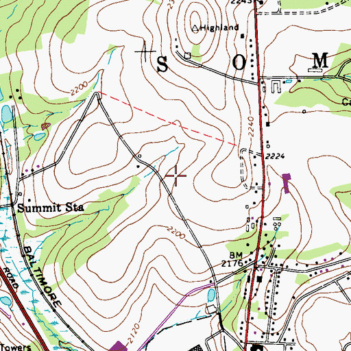 Topographic Map of Somerset Mall, PA