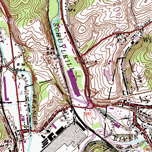 Topographic Map of Cressona Mall, PA