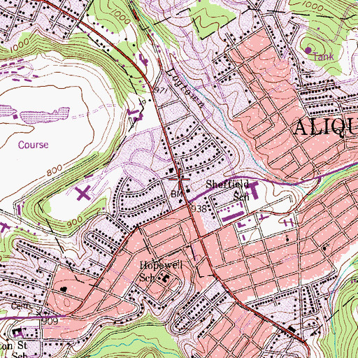 Topographic Map of Aliquippa Shopping Center, PA
