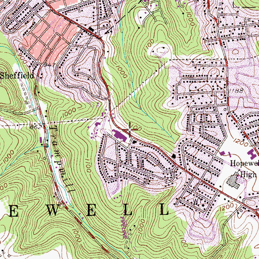 Topographic Map of Crestmont Shopping Center, PA