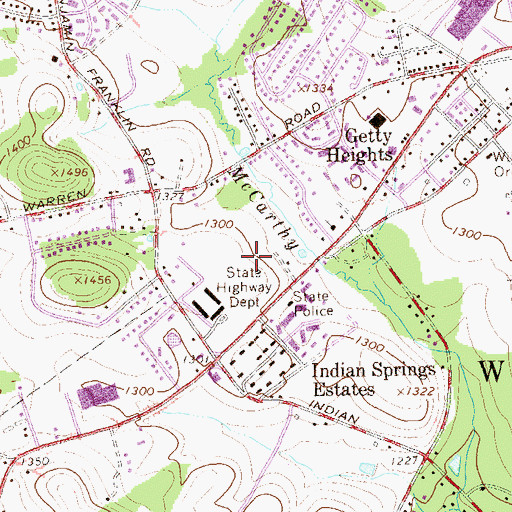Topographic Map of Indiana Mall, PA