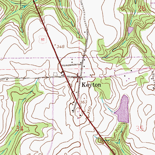 Topographic Map of Keyton, AL