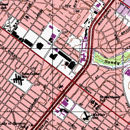 Topographic Map of Roosevelt Mall, PA