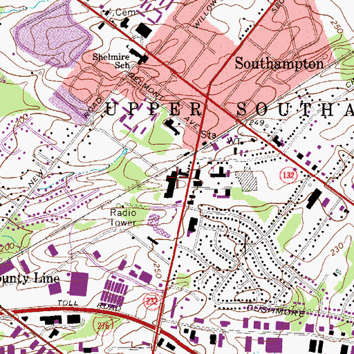 Topographic Map of Southampton Shopping Plaza, PA