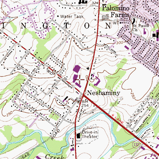 Topographic Map of Warrington Plaza, PA