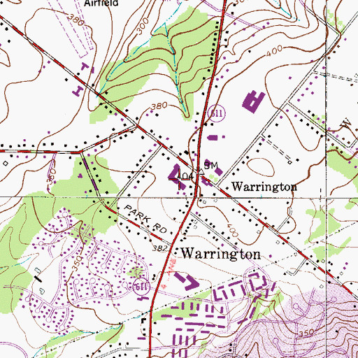 Topographic Map of Warrington Shopping Center, PA