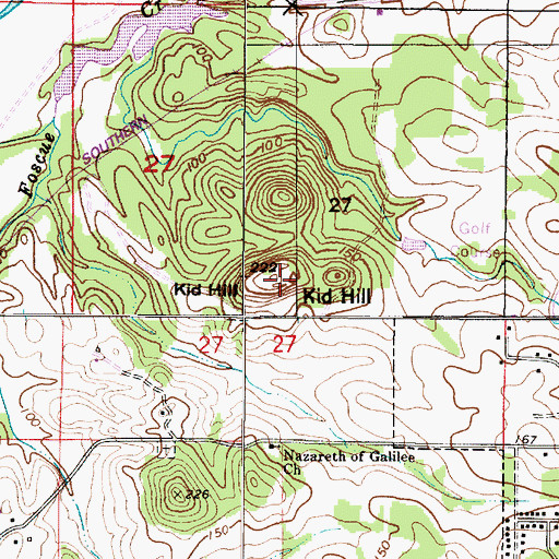 Topographic Map of Kid Hill, AL