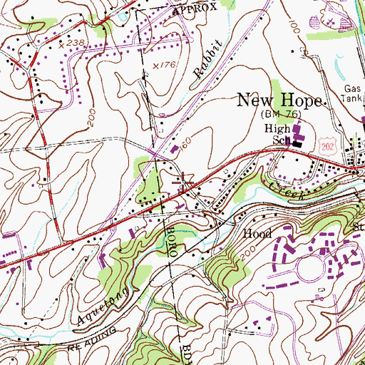 Topographic Map of New Hope Centers, PA