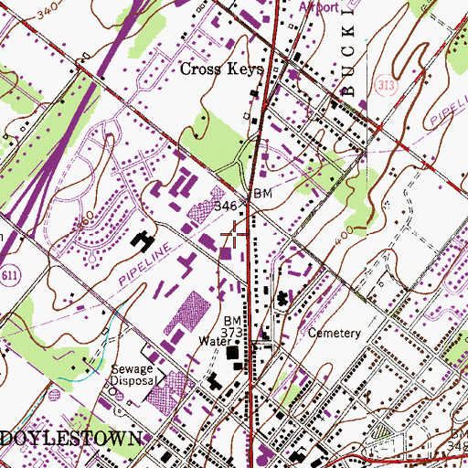 Topographic Map of Doylestown Shopping Center, PA