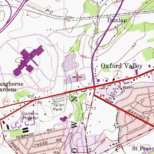 Topographic Map of Lincoln Plaza, PA