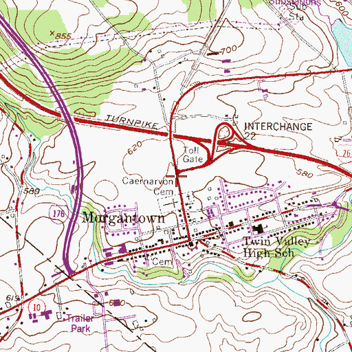 Topographic Map of Morgantown Factory Outlet Mall, PA