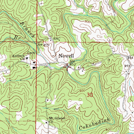 Topographic Map of Kidd Branch, AL