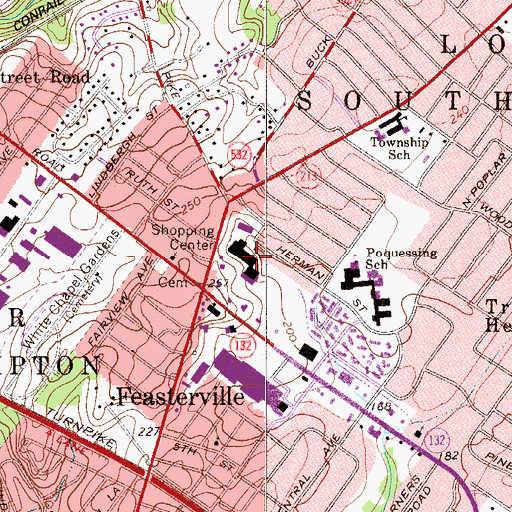 Topographic Map of Festerville Shopping Center, PA