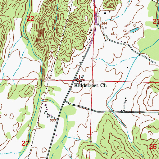 Topographic Map of Kiddstreet Church, AL