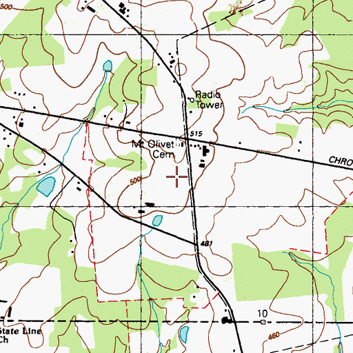 Topographic Map of Mount Olivet Methodist Protestant Church Cemetery, PA