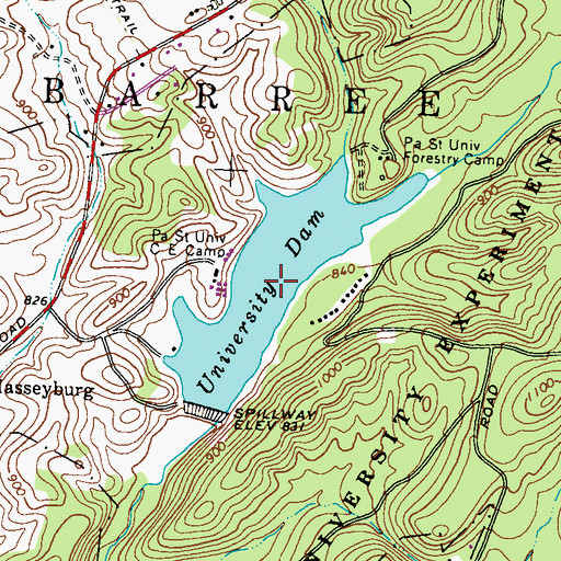 Topographic Map of Lake Perez, PA