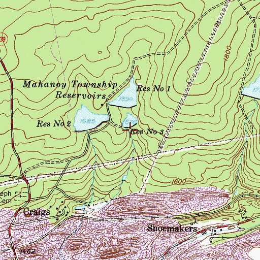 Topographic Map of Number Three Reservoir, PA
