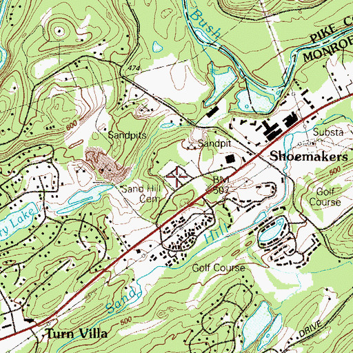 Topographic Map of Sand Hill Cemetery, PA