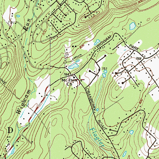Topographic Map of Mount Zion Church, PA