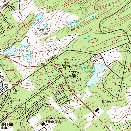 Topographic Map of Calvary Bible Church, PA