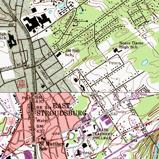 Topographic Map of East Stroudsburg Presbyterian Church, PA