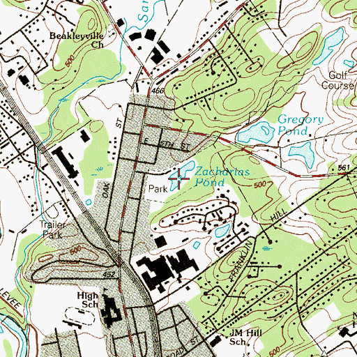 Topographic Map of Zacharias Pond, PA