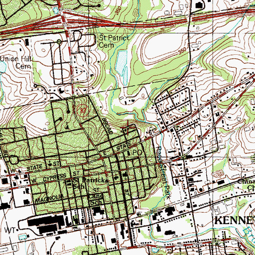Topographic Map of New Garden Memorial United American Methodist Episcopal Church, PA