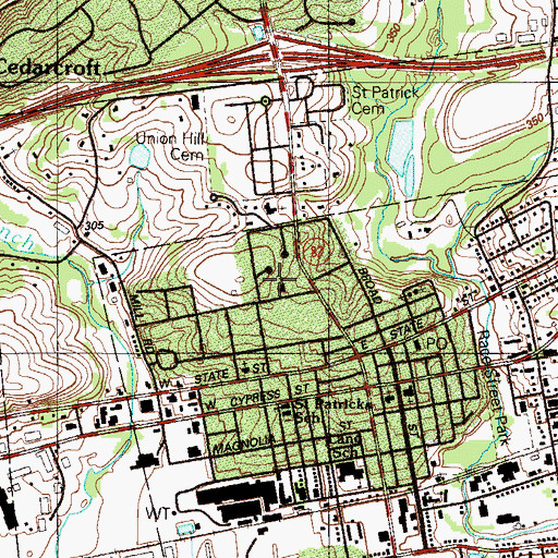 Topographic Map of Kennett Friends Meetinghouse, PA