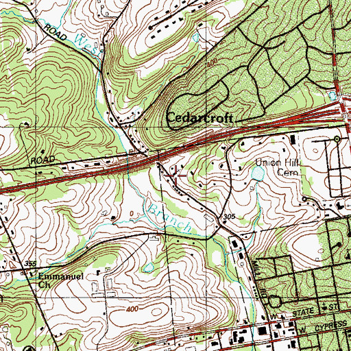 Topographic Map of Kennett Square Mennonite Church, PA