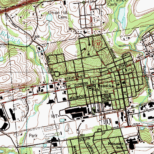 Topographic Map of First Baptist Church, PA